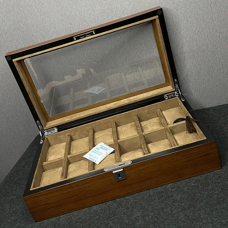 Coffee Wooden 12 Slots Watch Organizer & Gift Case